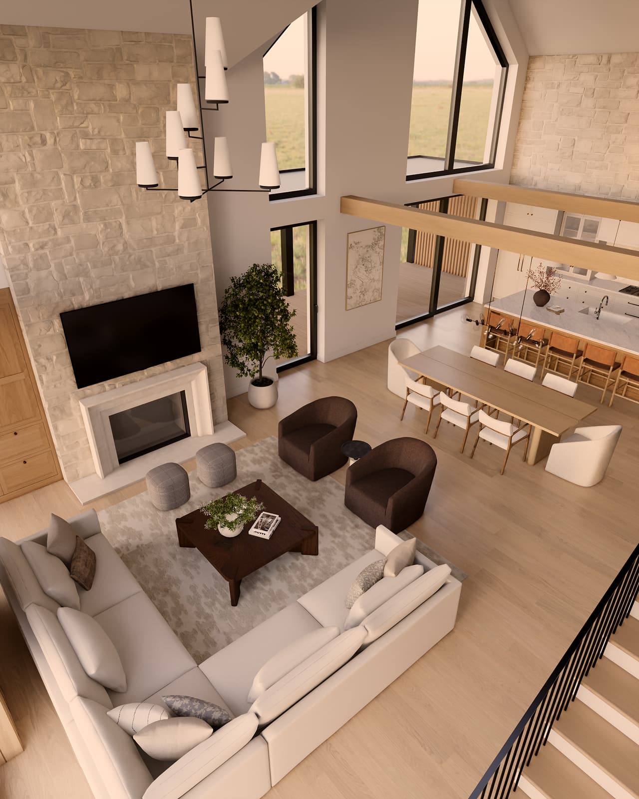 Izris interierja za sodobno družinsko hišo